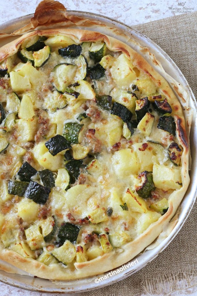 Savory Pie with Zucchini, Potatoes, and Sausage