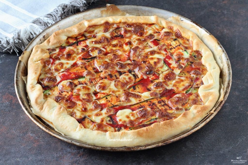 Savory Tart with Grilled Zucchini, Tomato, and Cheese