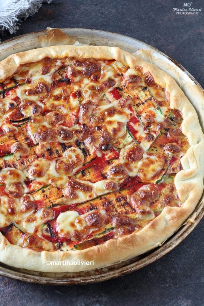 Savory Tart with Grilled Zucchini, Tomato, and Cheese