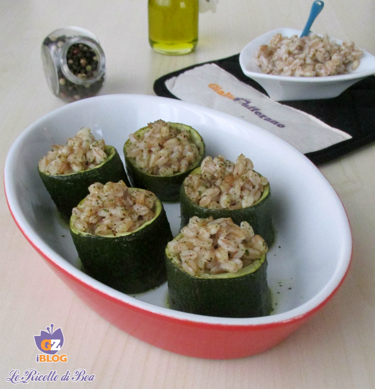 Stuffed Zucchini with Spelt