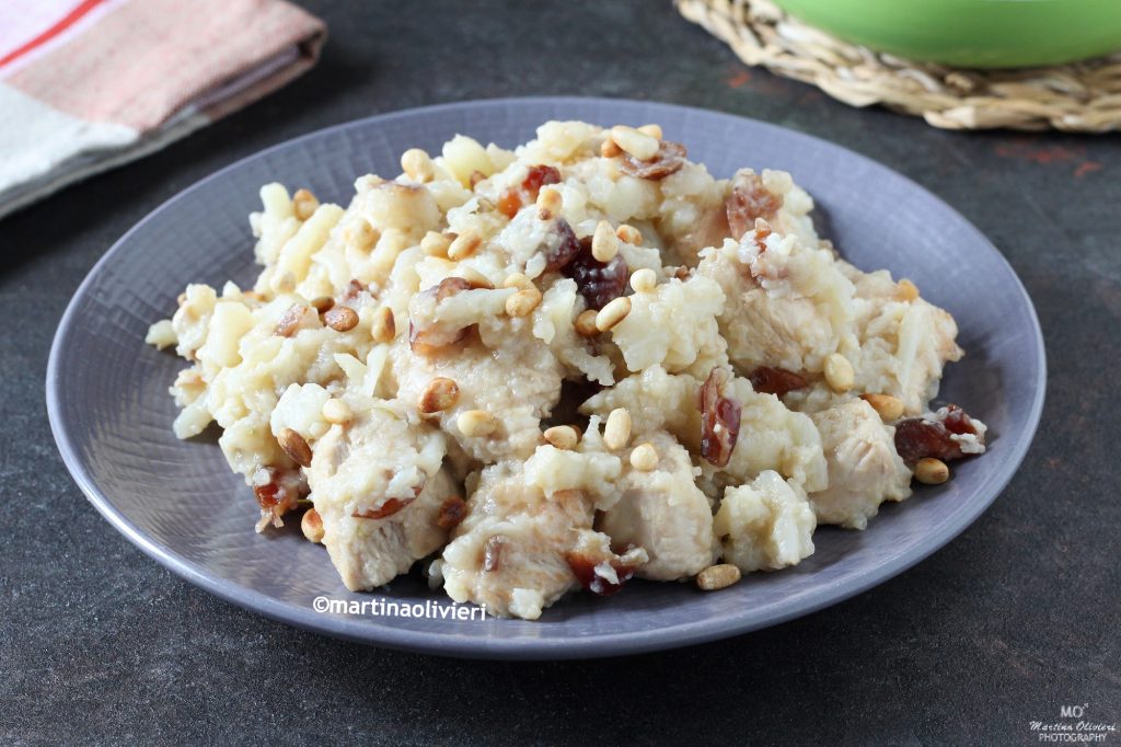 Turkey Bites with Cauliflower, Raisins, and Pine Nuts