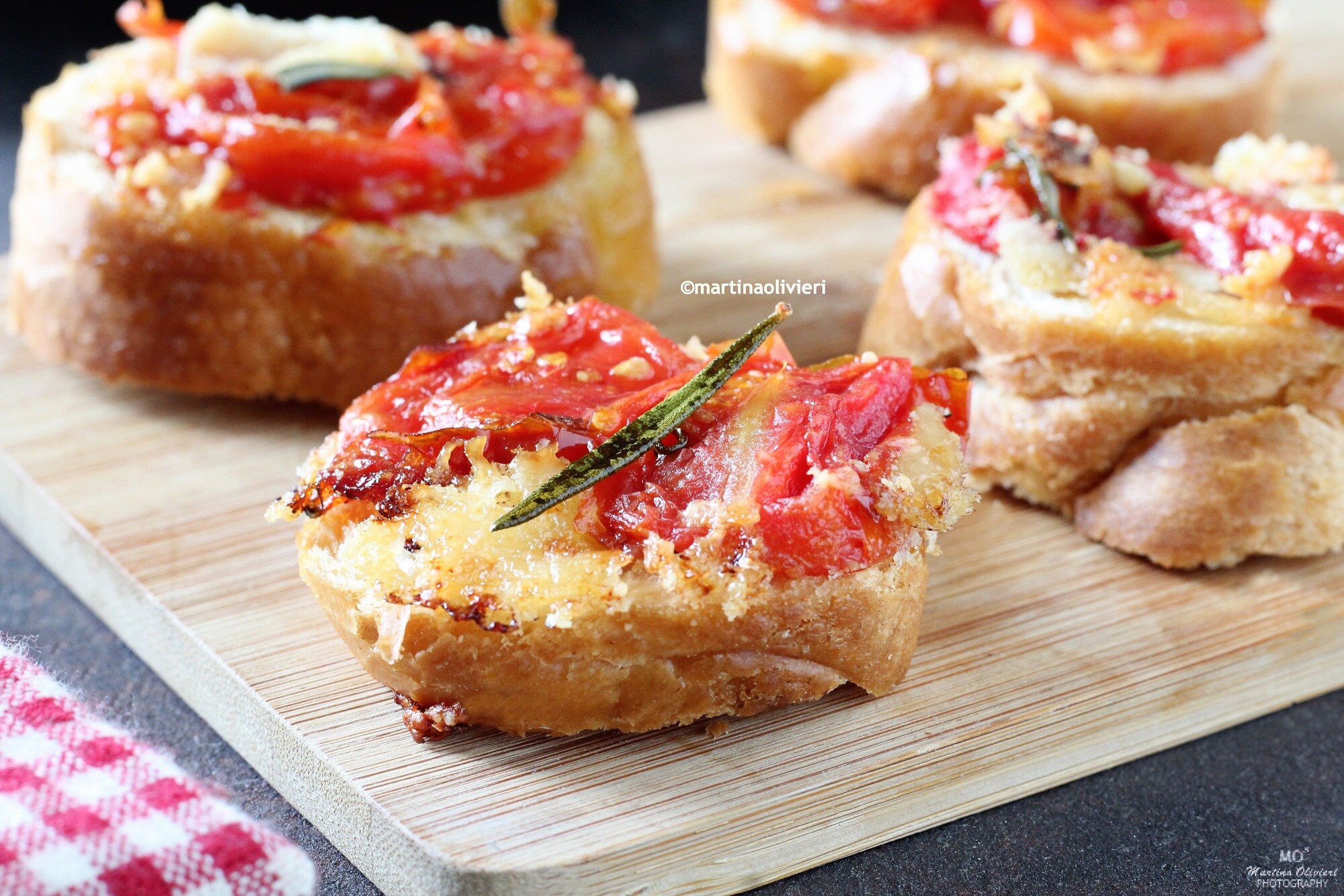 Upside-Down Bruschettas with Confit Cherry Tomatoes