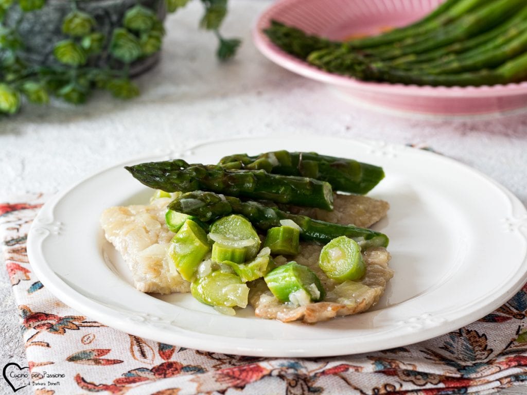 Veal scallops with asparagus