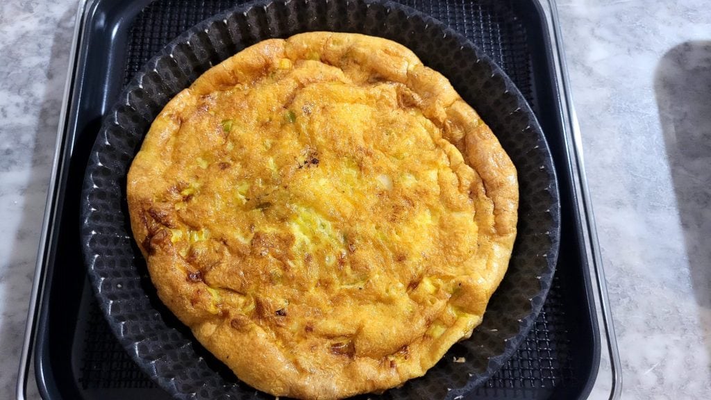 Fresh scallion omelette in air fryer