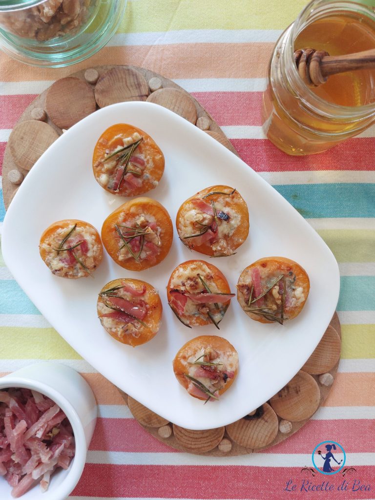 apricots with gorgonzola, walnuts, and speck