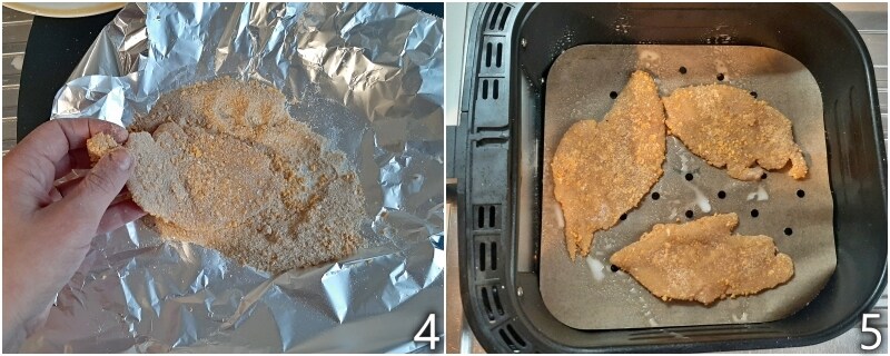 b. bread the chicken slices without eggs