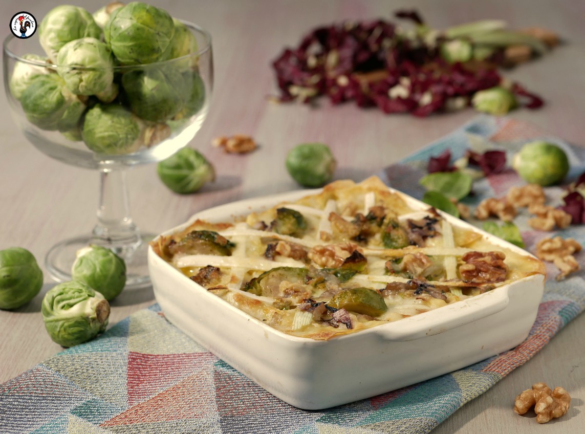 Baked Lasagna with Radicchio and Brussels Sprouts – Quick Vegetarian Recipe