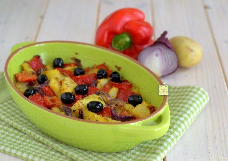 Baked Potatoes, Peppers, and Onions