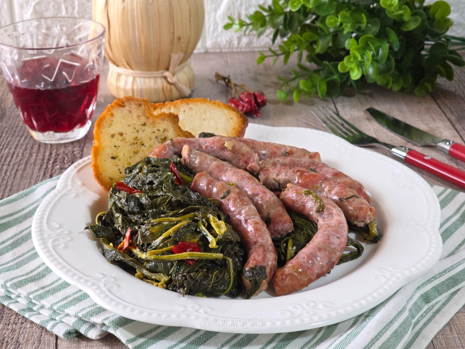Broccoli Rabe with Sausages in a Pan