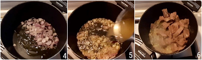boiled beef 'picchiapò' original Roman recipe to reuse broth meat stew with boiled beef and tomato onions the 'chicco di mais' 2 sauté onions