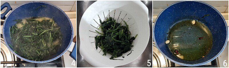 chicory sautéed Roman-style original recipe classic Roman side dish chicory sautéed with garlic oil and chili pepper il chicco di mais 2 boil