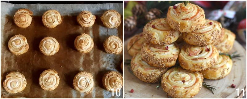 christmas appetizer with savory puff pastry pinwheels christmas tree 4 baking
