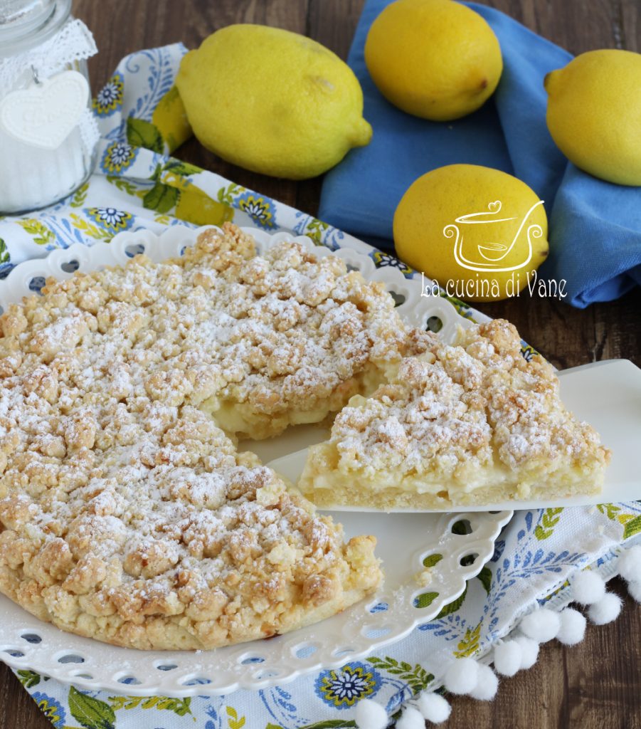 crumbly lemon and white chocolate tart.