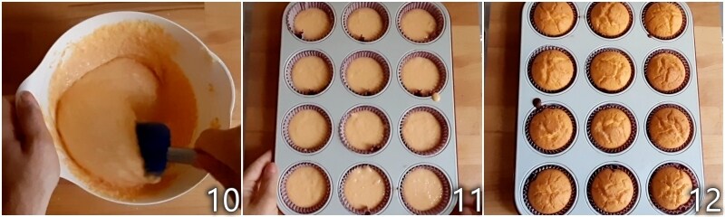 d. cook the carrot and almond cupcakes in muffin molds