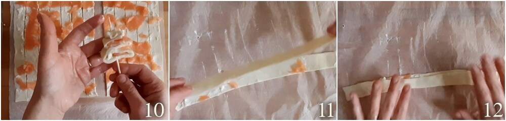 d. overlap two puff pastry strips