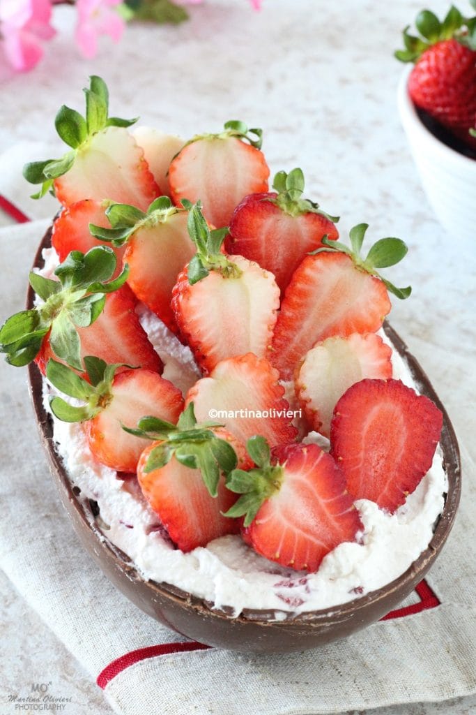Easter Egg Filled with Strawberry Tiramisu