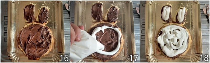 f. fill the Labubu cake with Nutella and mascarpone frosting