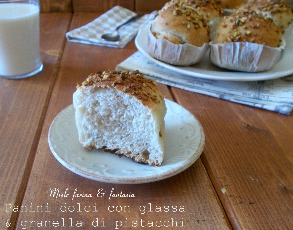 Glazed Sweet Buns with Pistachio Crunch