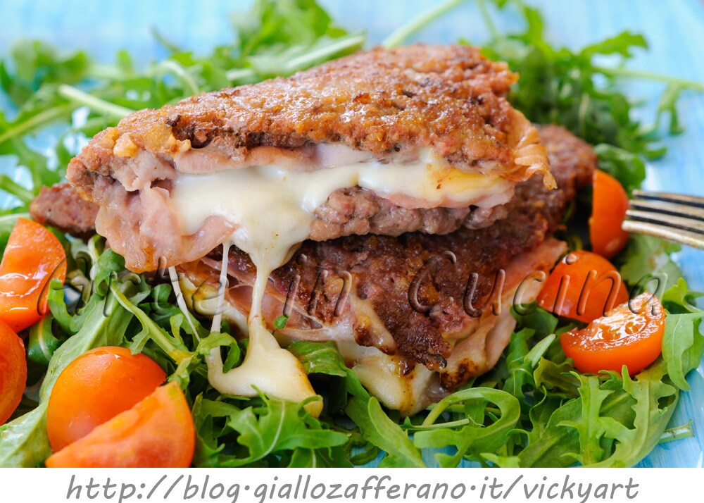 Ground meat, ham, and smoked cheese sandwiches