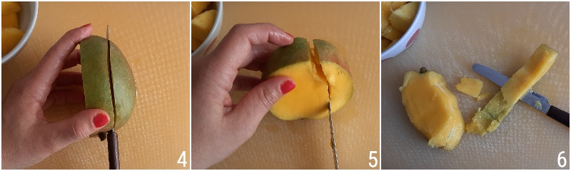 mango sorbet mango ice cream without cream recipe with and without ice cream maker il chicco di mais 2 cutting the mango into cubes