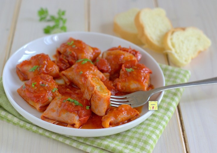 Mortadella Rolls in Tomato Sauce