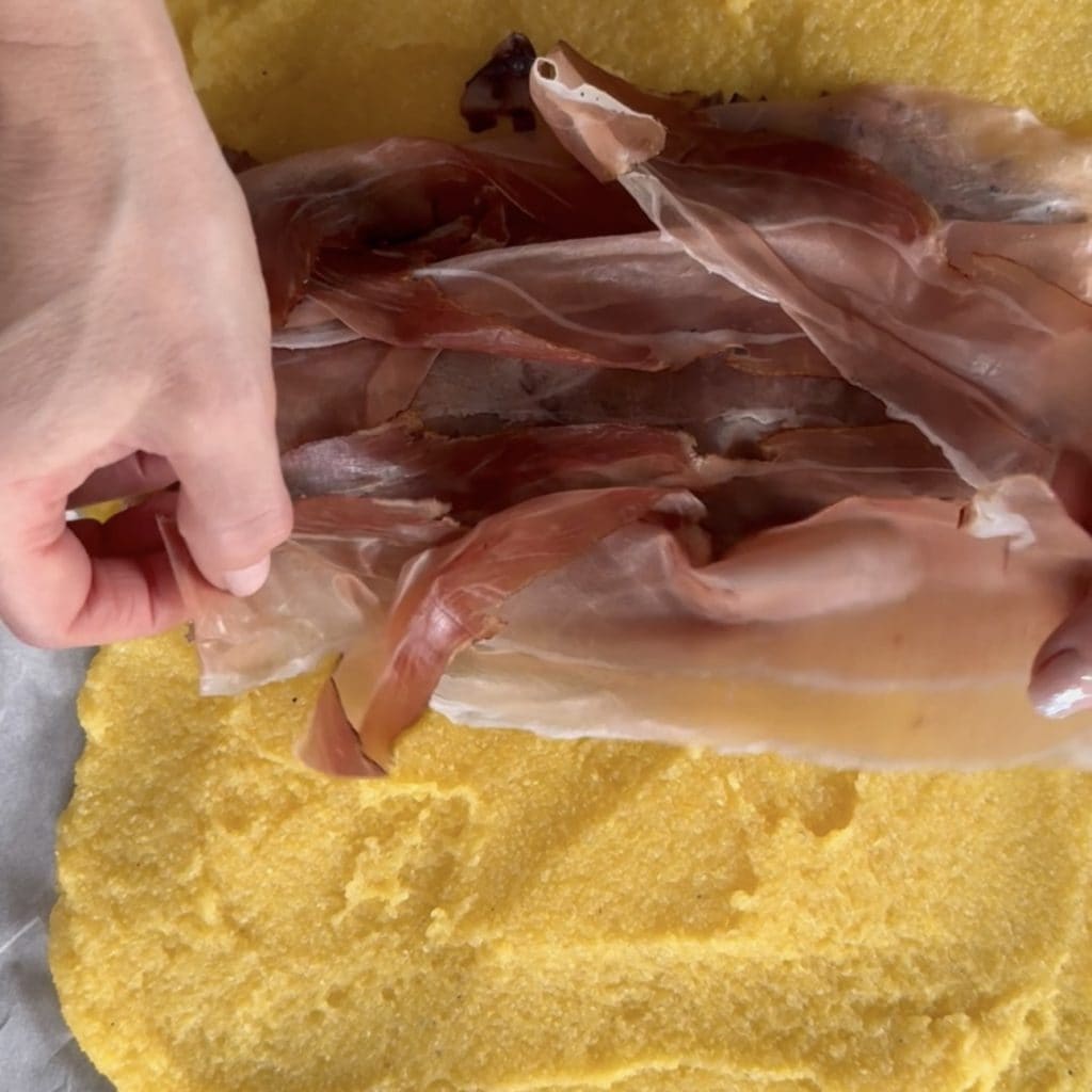 polenta with radicchio, speck, and cheese