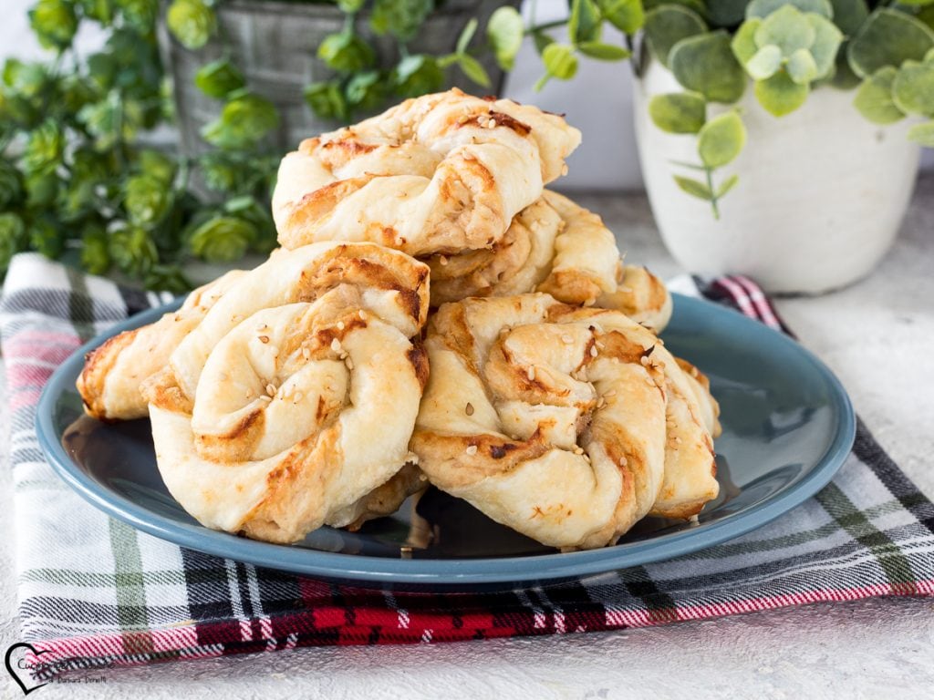 Puff pastry swirls with tuna and philly