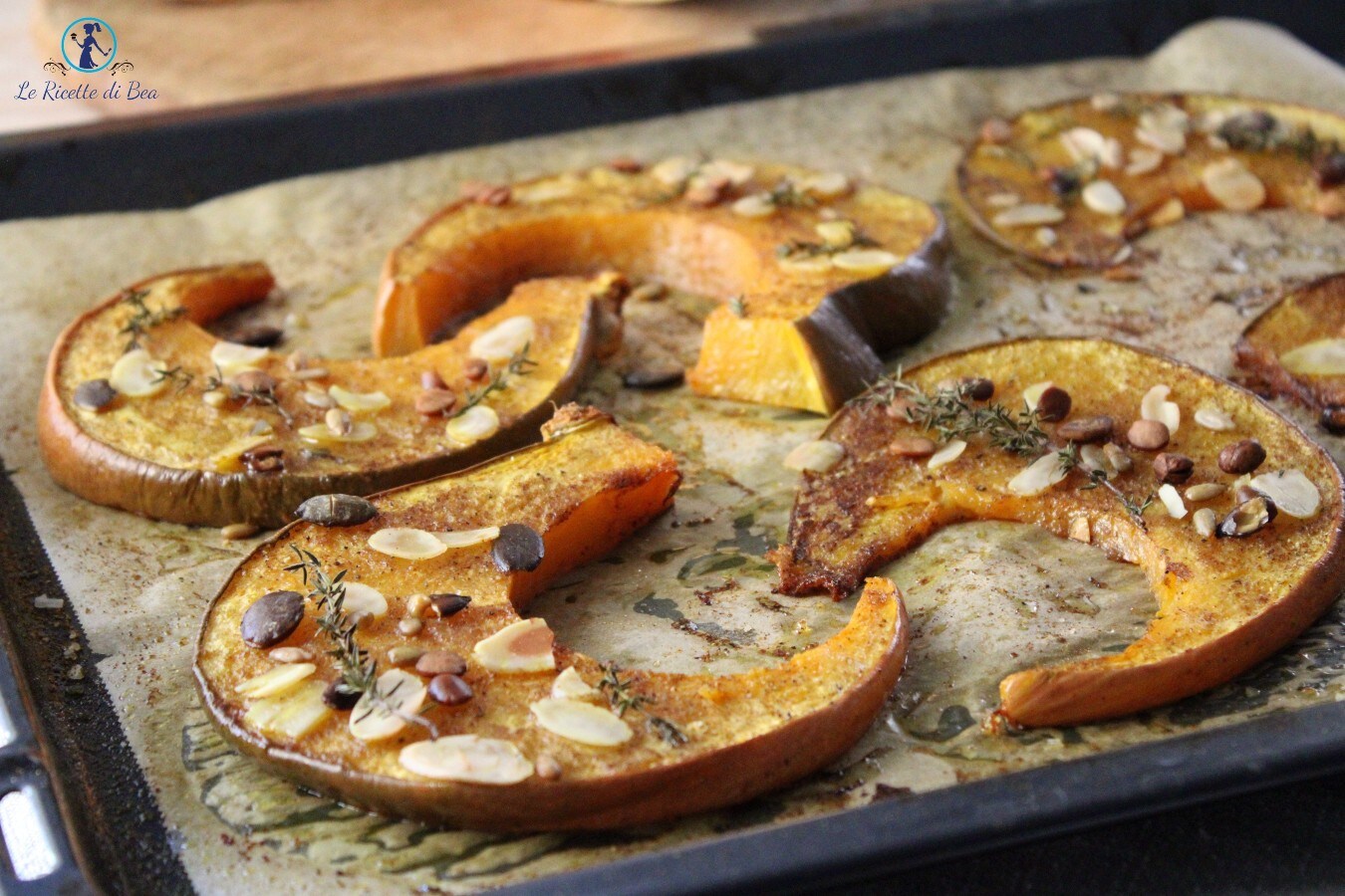 Roasted Pumpkin with Almonds and Seed Mix