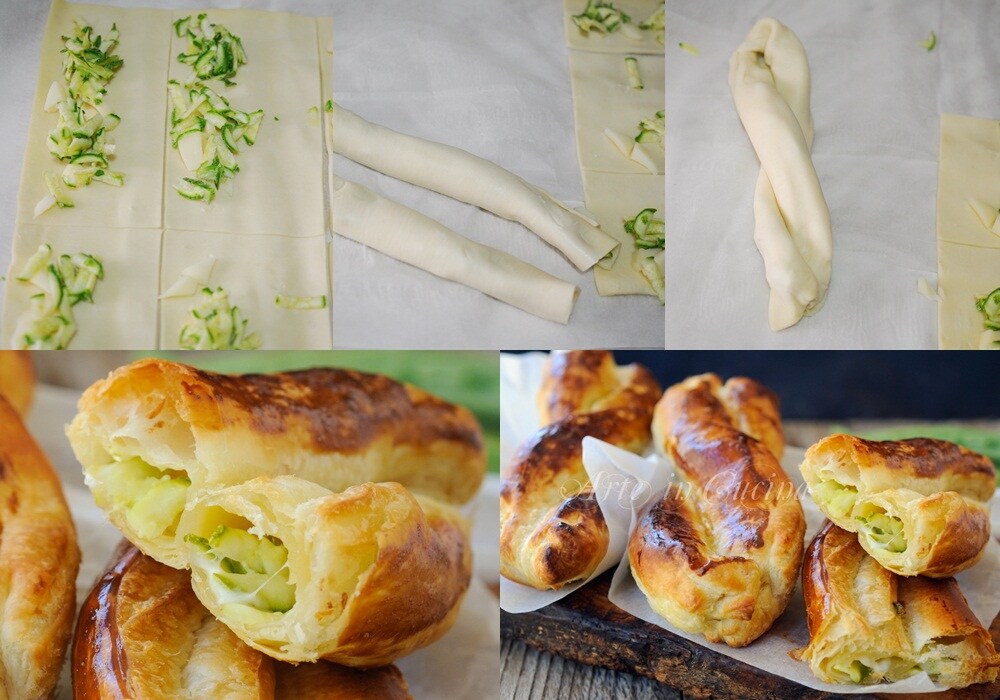 SAVORY PUFF PASTRY TWISTS stuffed with zucchini