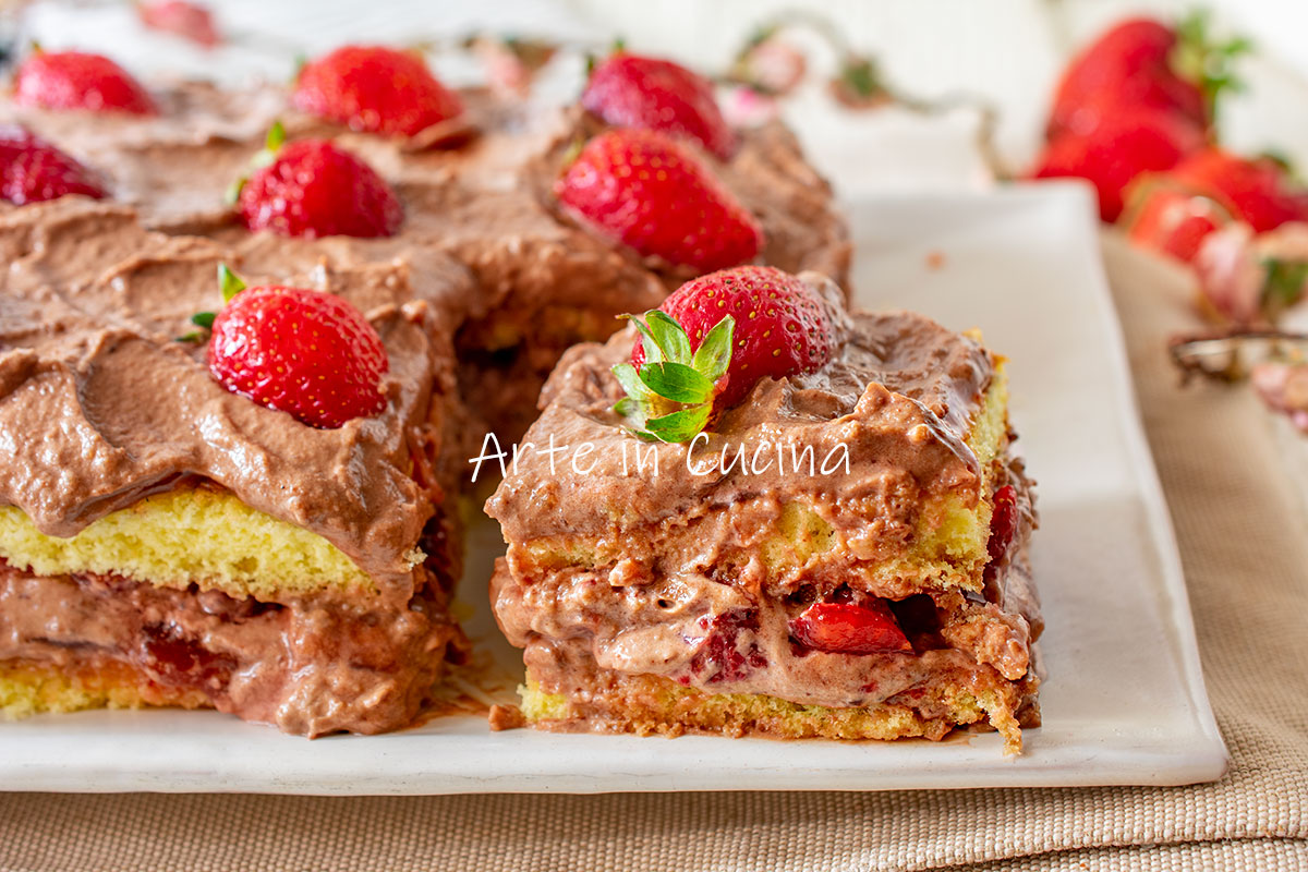 Strawberry and Chocolate Semi-Frozen Cake