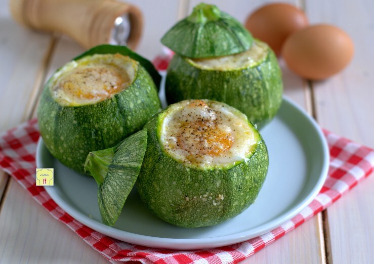 Stuffed Round Zucchini with Eggs and Ham