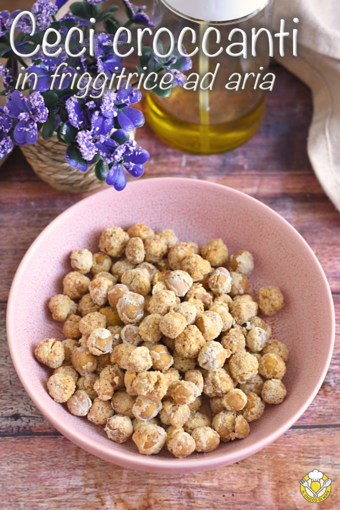 v_ crispy chickpeas in air fryer seasoned with spices healthy snack recipe easy fast with canned chickpeas il chicco di mais