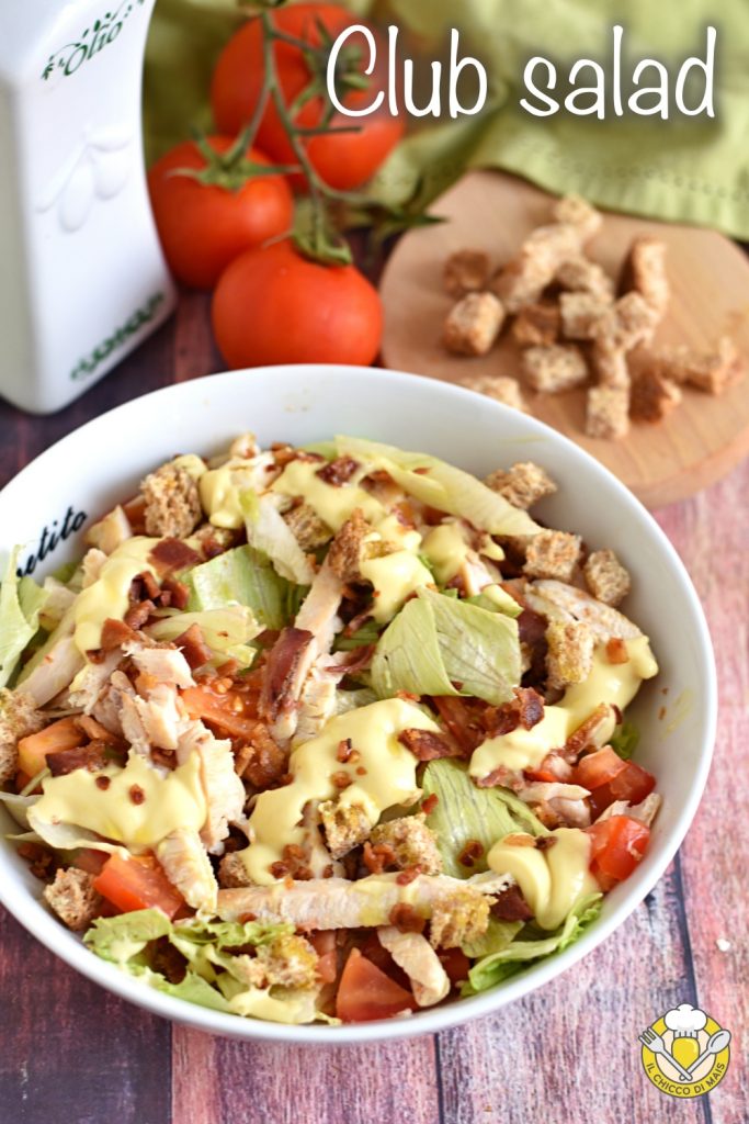 v_club salad with chicken American recipe famous American salad with grilled chicken breast the chicco di mais