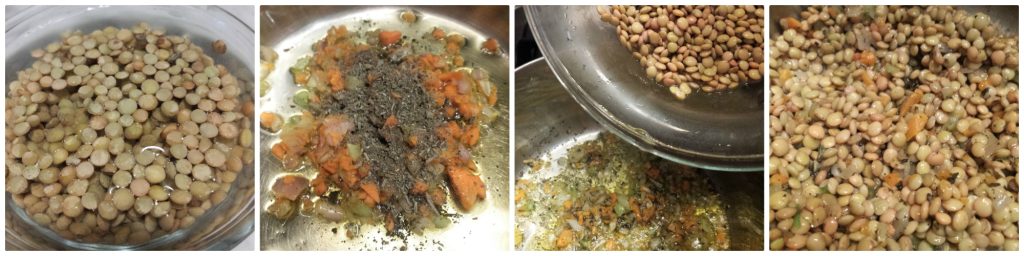 polenta bites on lentil cream