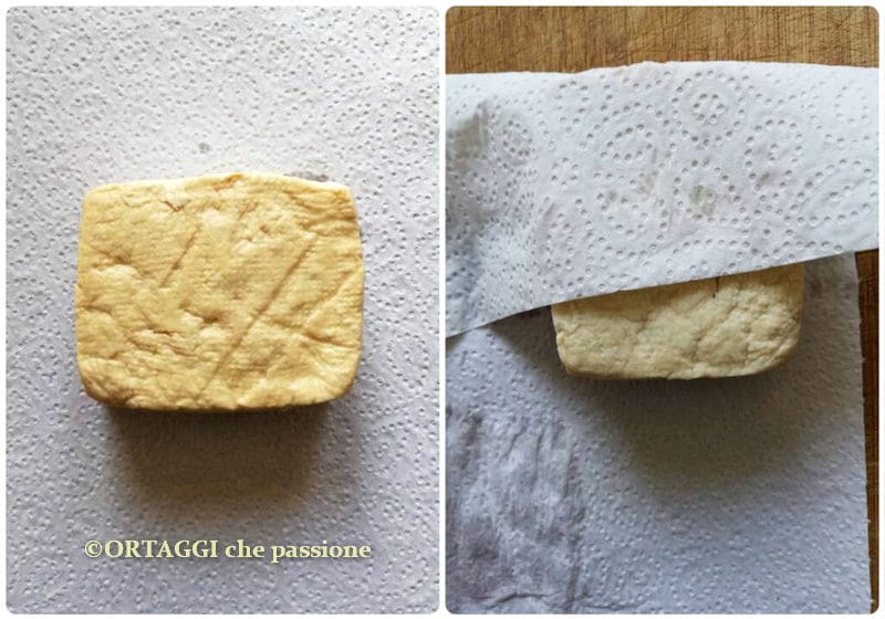 dry tofu with paper towel
