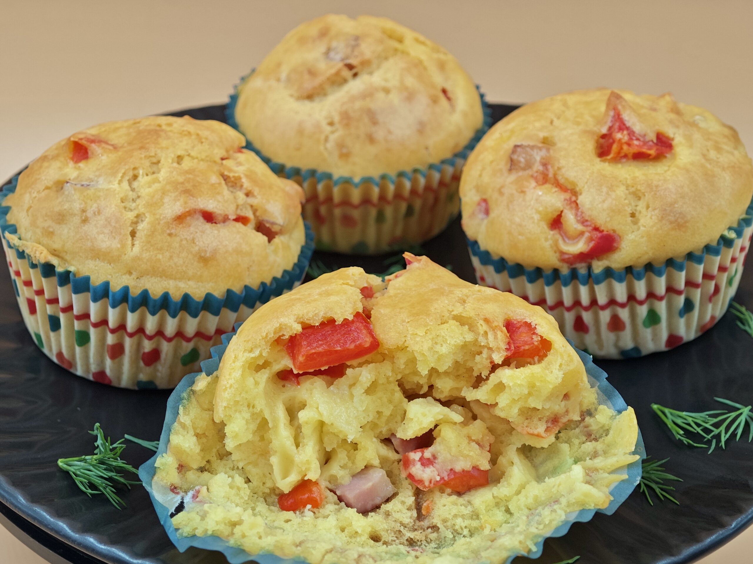 Savory Muffins with Mortadella and Peppers