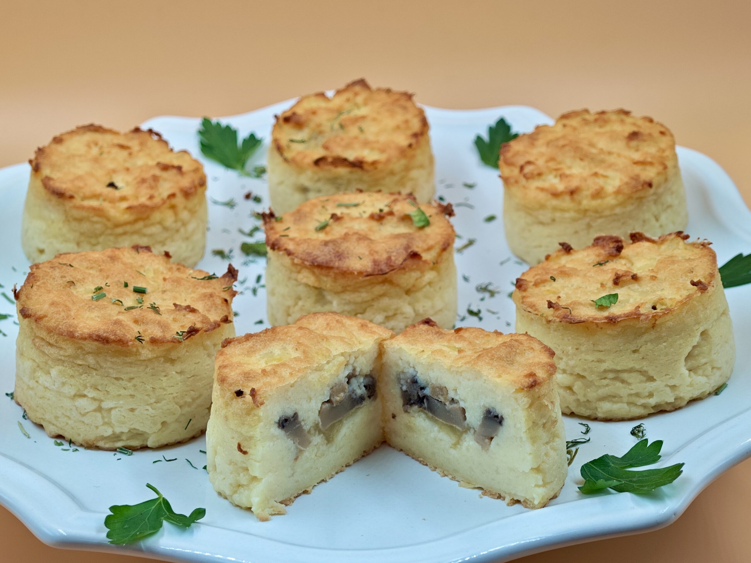 Potato Cakes Stuffed with Mushrooms and Cheese