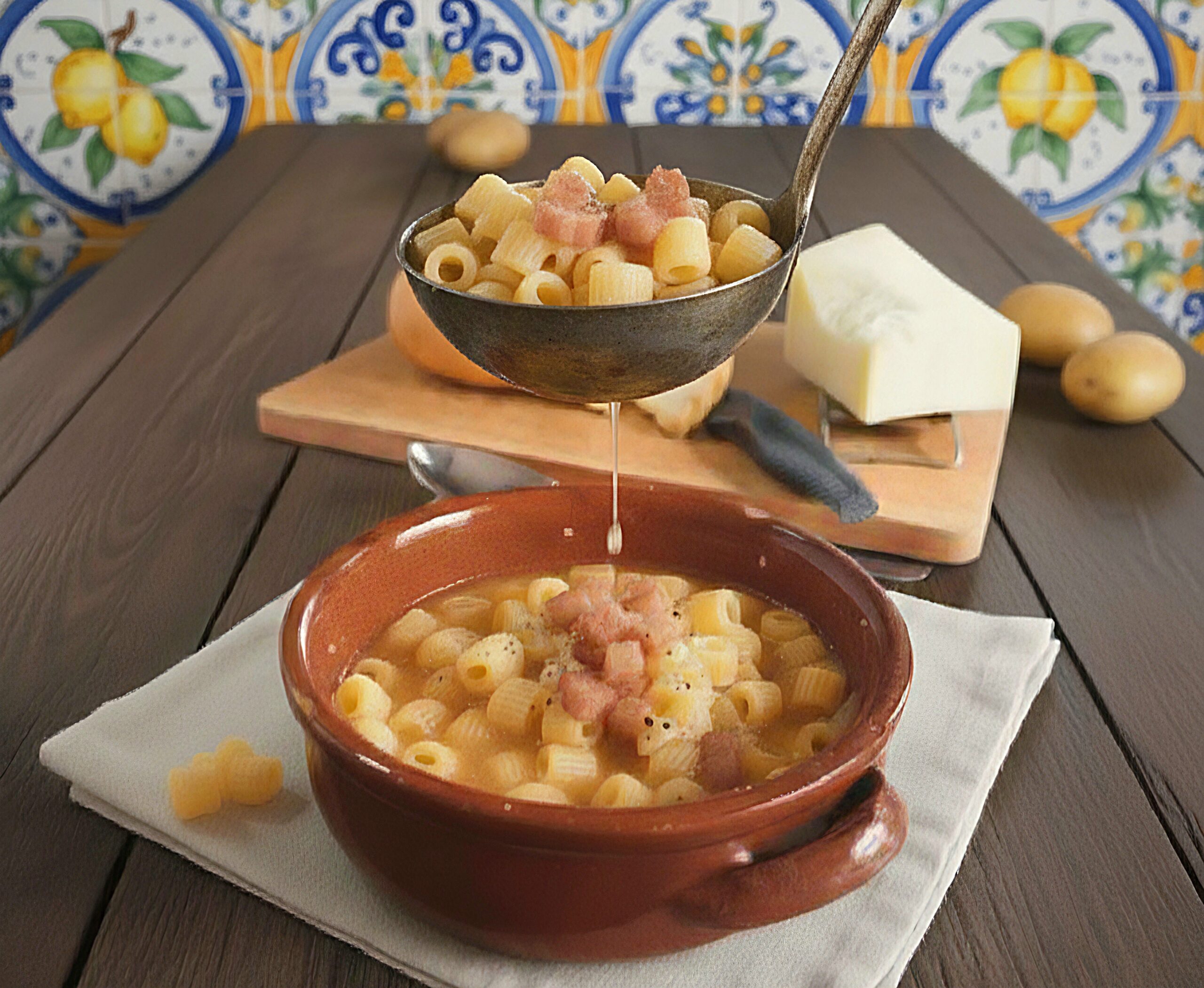 Pasta with Potatoes, Provola, and Bacon