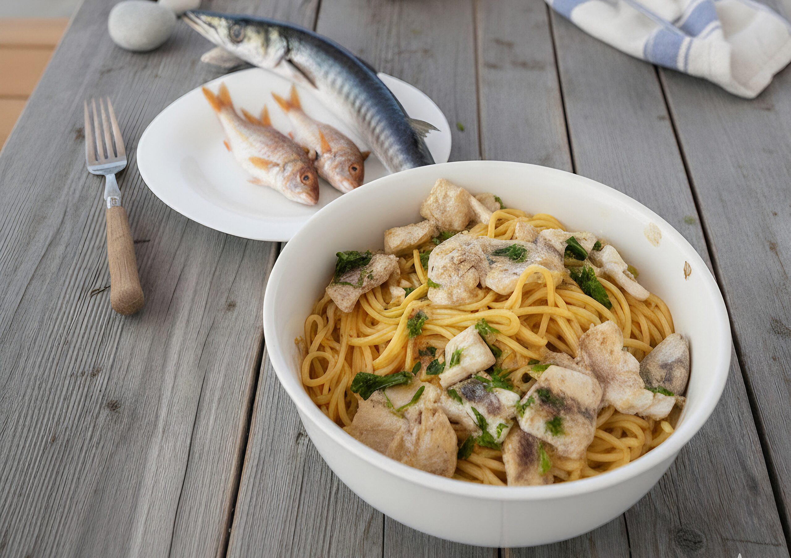 Spaghetti with Sea Pike or Barracuda