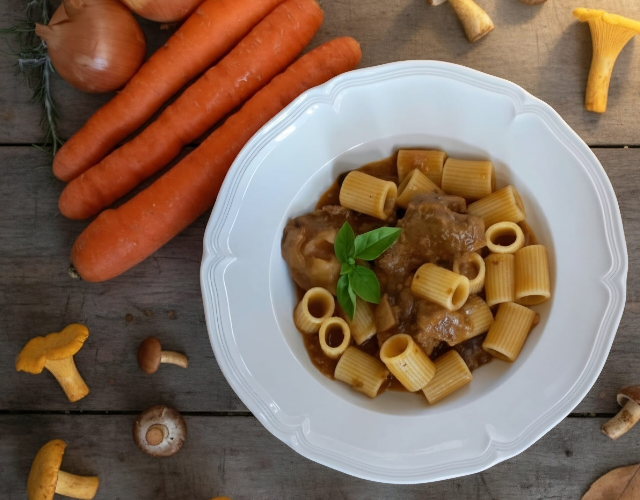 Pasta with Stew and Mushrooms