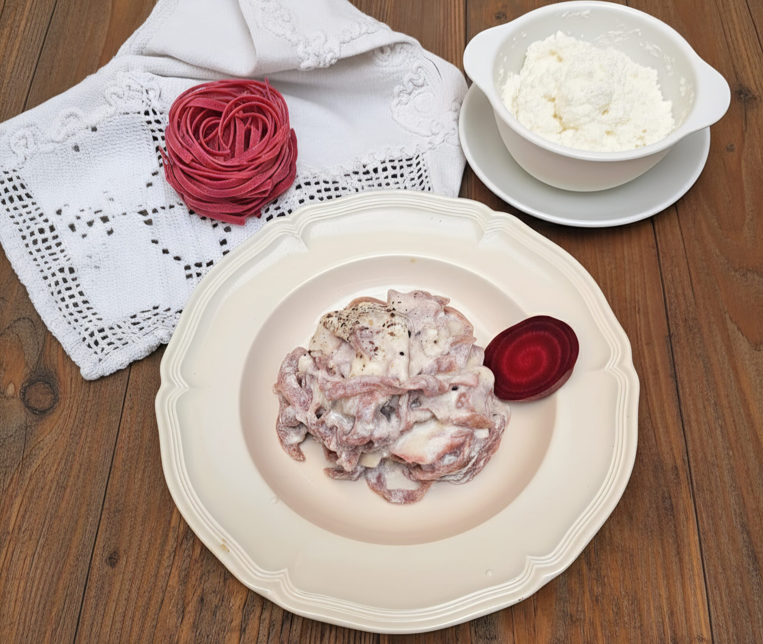 Pink Tagliatelle with Ricotta Cream