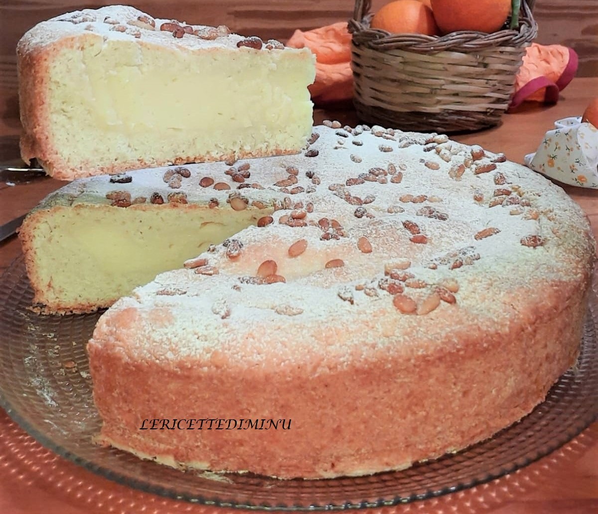 Grandma’s Cake with Cream and Pine Nuts