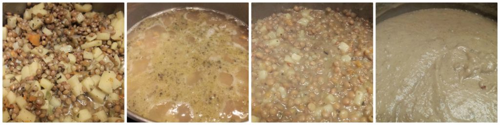 polenta bites on lentil cream