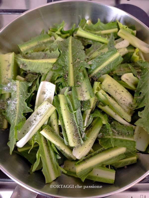 chicory in pan