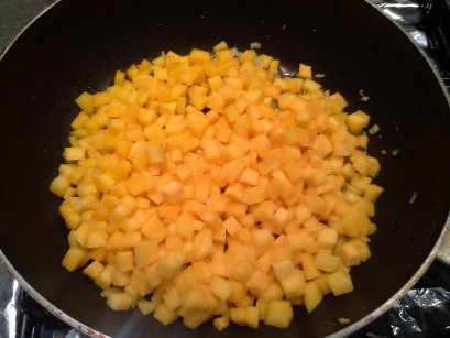 rice and diced pumpkin