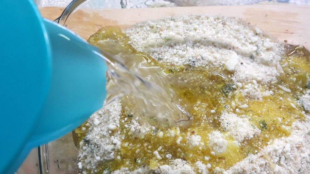 breadcrumbs with water