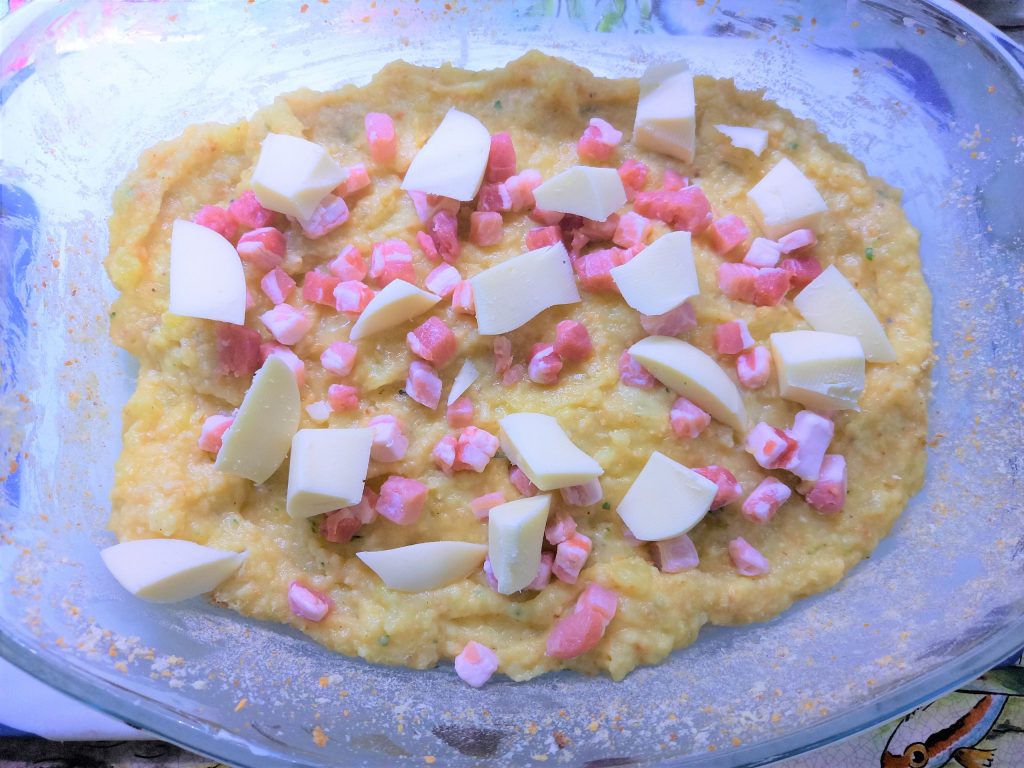 The potato gateau with smoked provola and pancetta