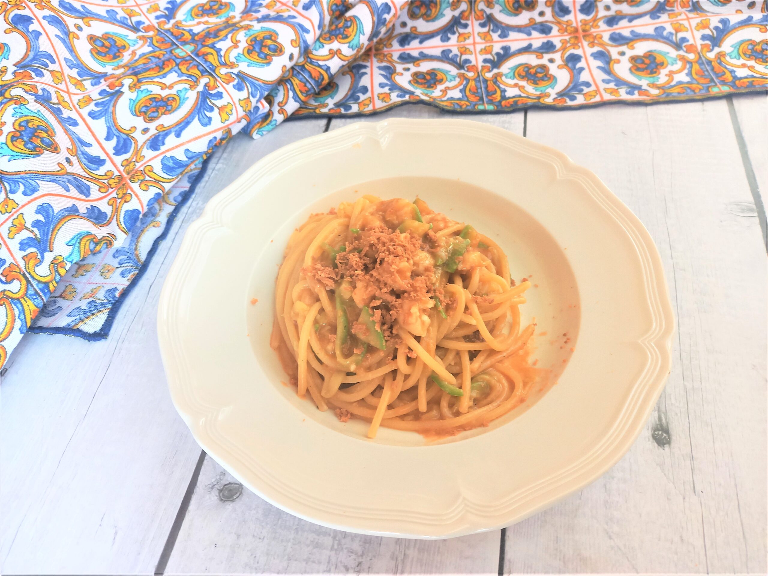Pasta with Zucchini, Prawns, and Bottarga