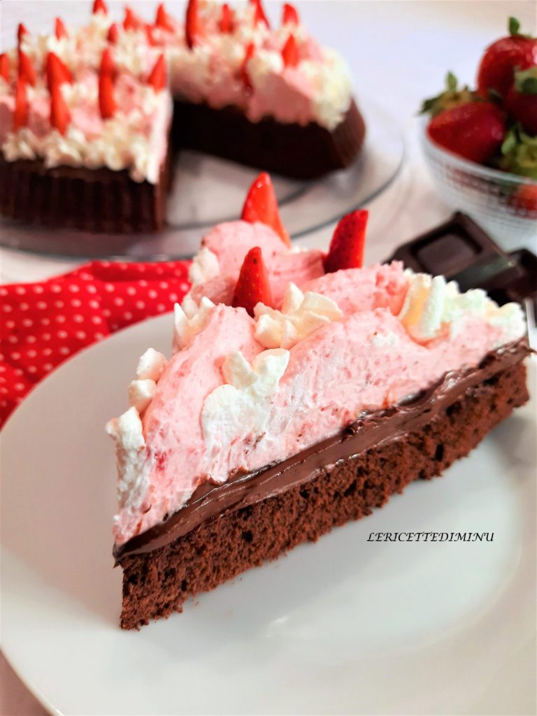 Soft Chocolate Tart with Milk Cream and Strawberry Gelee