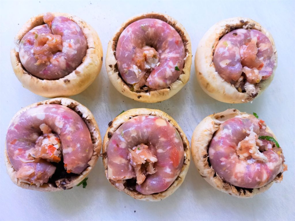 Sausage Stuffed Champignon Mushrooms